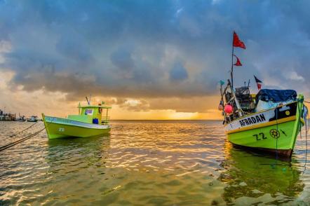 Barcos de pesca ancorado no Porto de Cabedelo - Foto: José Rafael Mendes Barbosa (Licença-cc-by-sa-3.0)